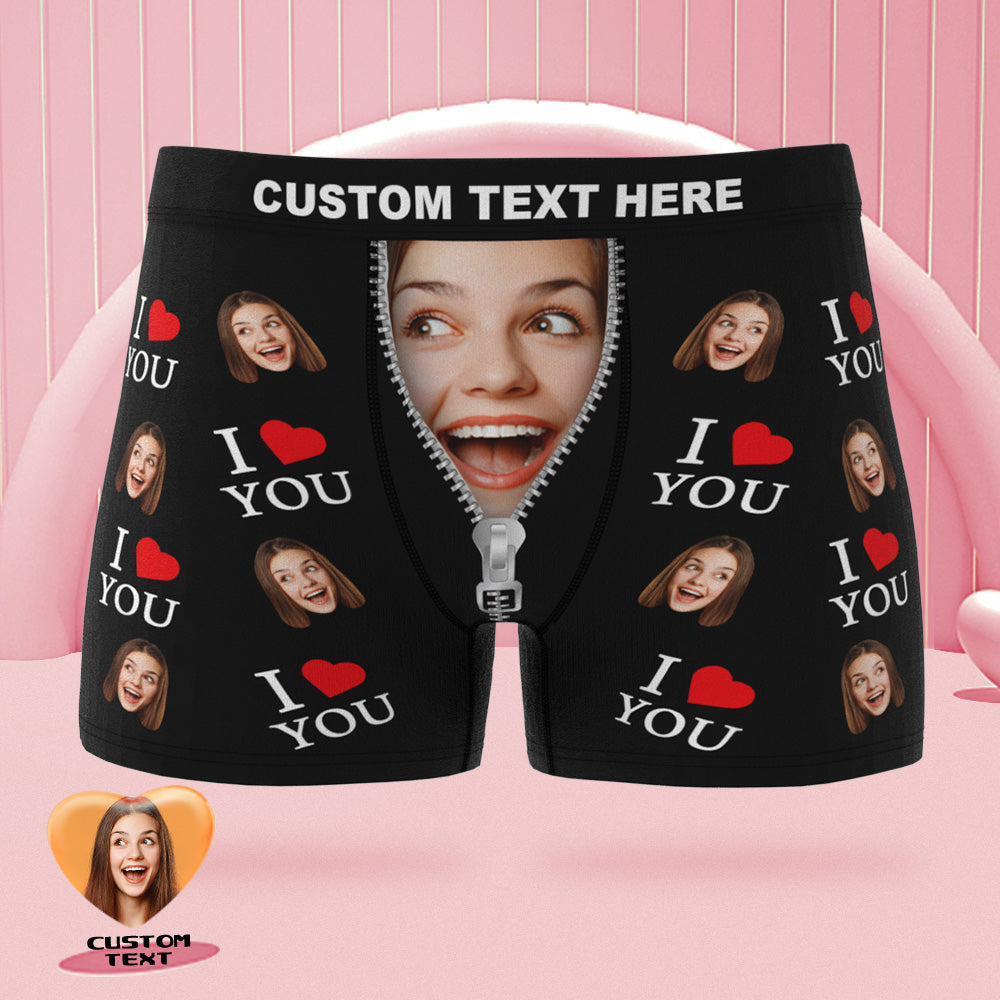 Custom Face Boxer Briefs I Love You Personalised Naughty