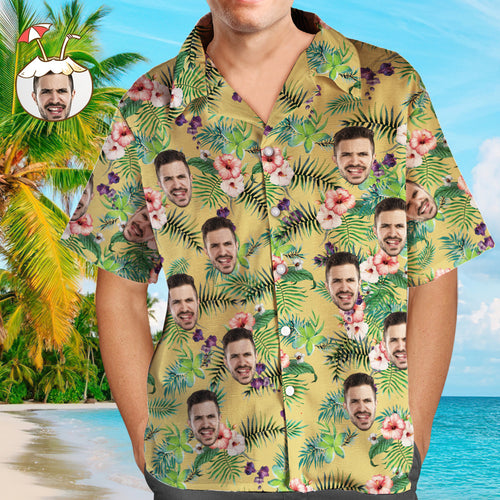 Custom Face Shirt Men's All Over Print Hawaiian Shirt Flower