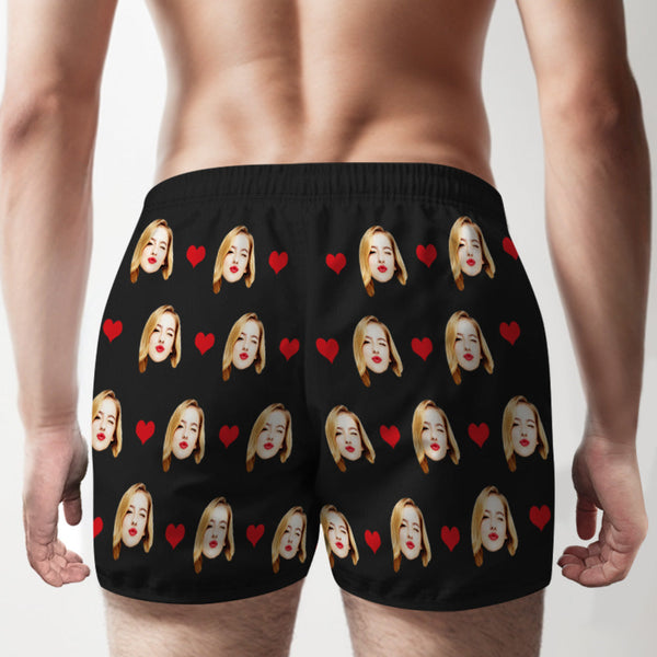 Custom Face Multicolor Boxer Shorts Love Hearts Personalized Photo Underwear Gift for Him