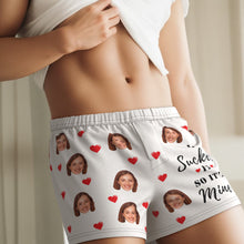 Custom Face Multicolor Boxer Shorts I SUCKED IT SO IT'S MINE Personalized Photo Underwear Gift for Him