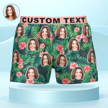 Custom Face Red Flowers Design Boxer Shorts Personalized Waistband Casual Underwear for Him - MyFaceBoxerUK