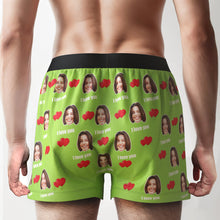 Custom Face I Love You Boxer Shorts with Personalized Text on the Waistband Personalized Underwear for Him - MyFaceBoxerUK
