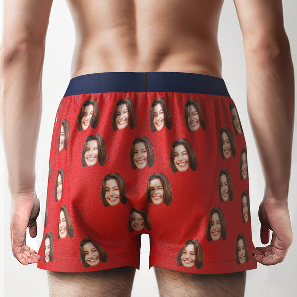 Custom Face Boxer Shorts with Personalized Text on the Waistband Personalized Casual Underwear for Him - MyFaceBoxerUK