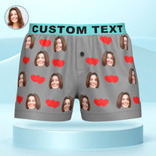 Custom Face Love Hearts Boxer Shorts Personalized Waistband Casual Underwear for Him - MyFaceBoxerUK