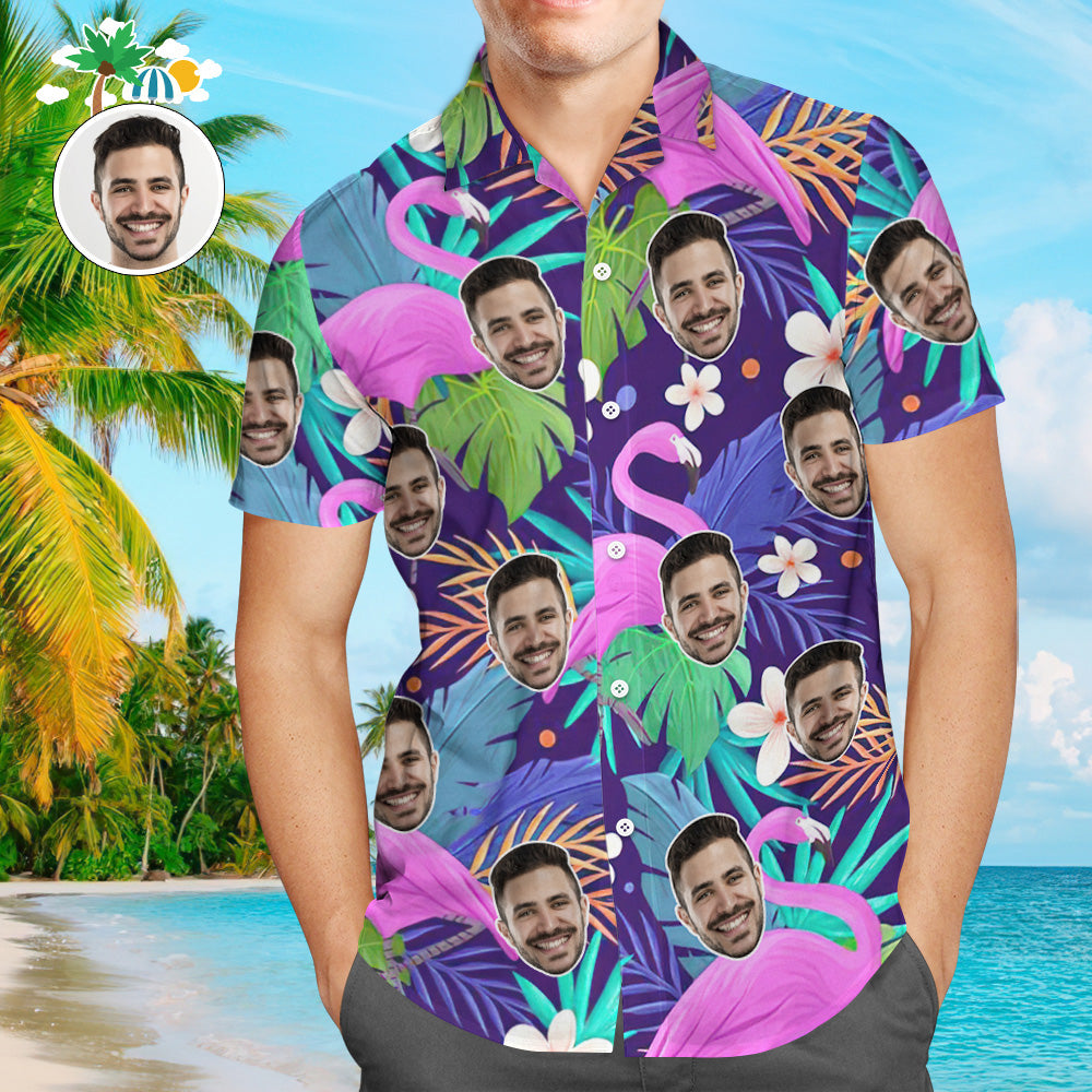 Custom Face Hawaiian Shirt Flamingo Rum Club Personalized Aloha Beach Shirt For Men