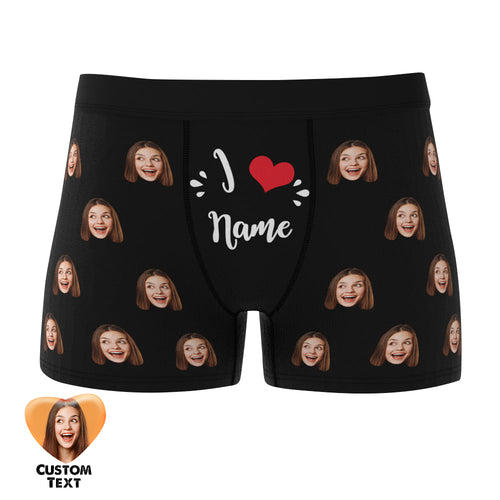 Custom Face Boxer Briefs I Love Name Personalised Naughty Valentine's Day Gift for Him