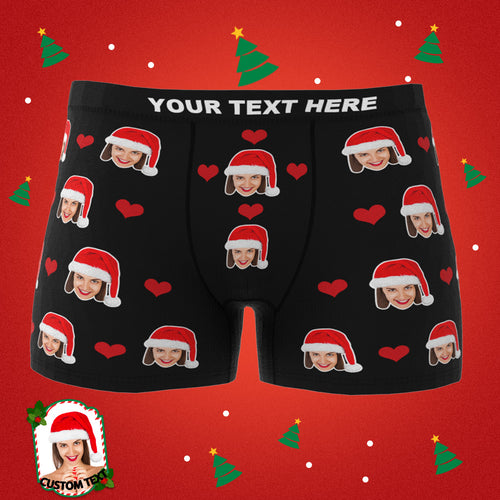 Men's Custom Heart And Face On Boxer Briefs Christmas Gifts