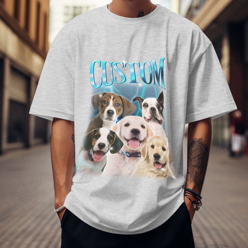Custom Photo Vintage Tee Personalized Name T-shirt Pet Gifts Dog - MyFaceBoxerUK