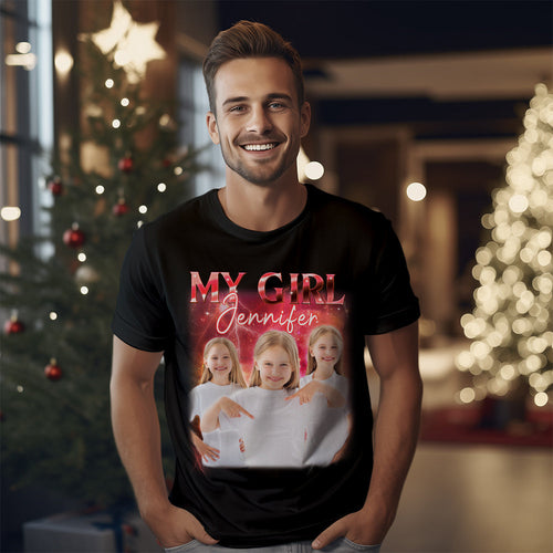 Custom Photo And Text Vintage T-shirt Personalized Vintage Tee For Him And Her - MyFaceBoxerUK