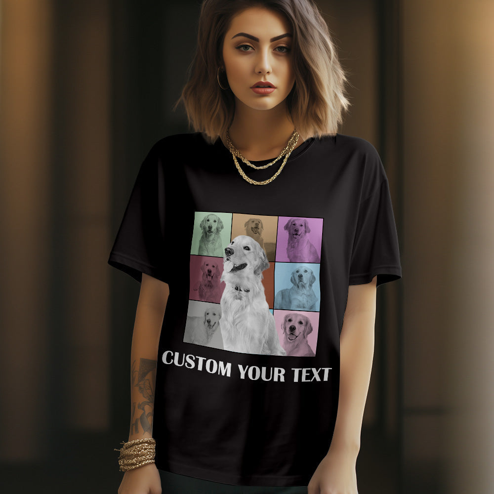Custom Your Photo and Text Shirt Personalised Dog Photo Shirt Custom Multi Pet Portrait Shirt - MyFaceBoxerUK