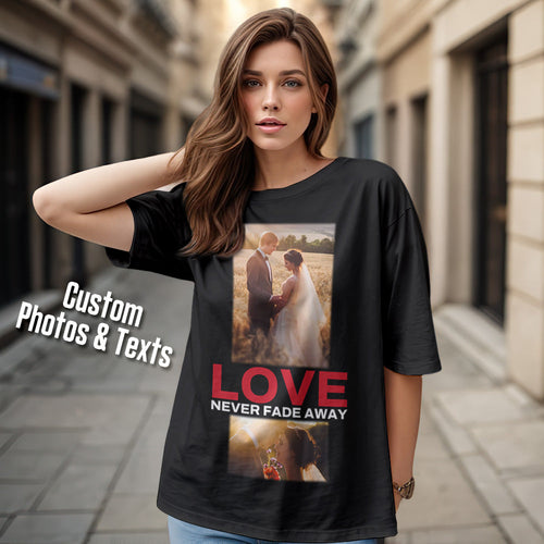 Custom Photo Vintage T-shirt Personalized Photo Fashion Rap Tee with Text Gift for Him - MyFaceBoxerUK
