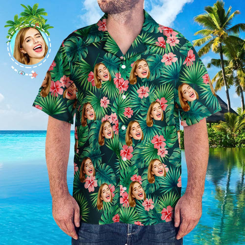 Custom Face Shirt Men's All Over Print Hawaiian Shirt for Dad