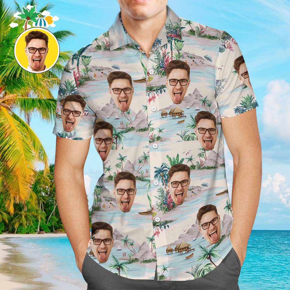 Custom Face Shirt Men's All Over Print Hawaiian Shirt Mountain