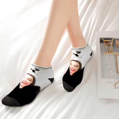 Customized Face Marry Me Ankle Socks