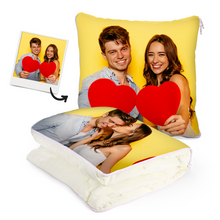 Custom Couple Photo Quillow - Multifunctional Throw Pillow and Quilt 2 in 1 - 47.25"x55.10"