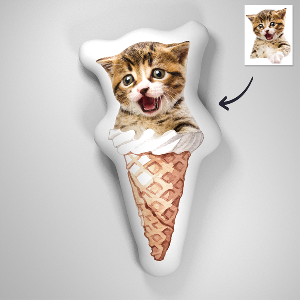Ice Cream Cone 3D Portrait Personalised Photo Pillow