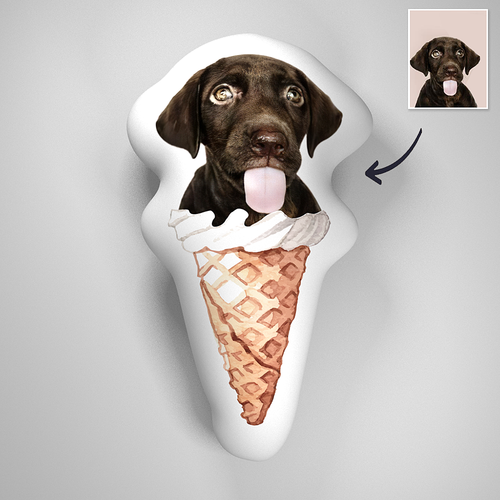 Ice Cream Dog 3D Portrait Personalised Pillow