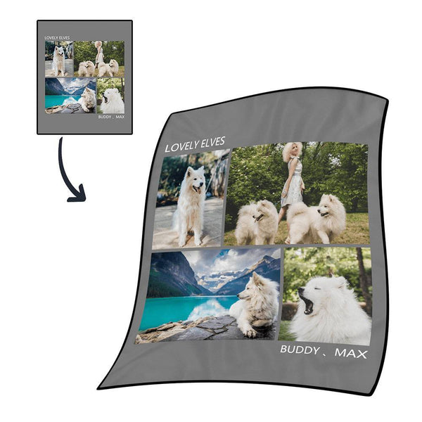 Personalised Photo Blanket Fleece with Text - 4 Photos