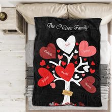 Personalised 6 Names Blanket - Fleece Blanket Love Family Tree
