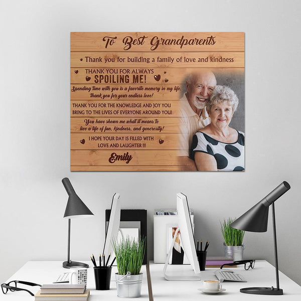 Custom Photo Wall Decor Painting Canvas With Text - To Best Grandparents