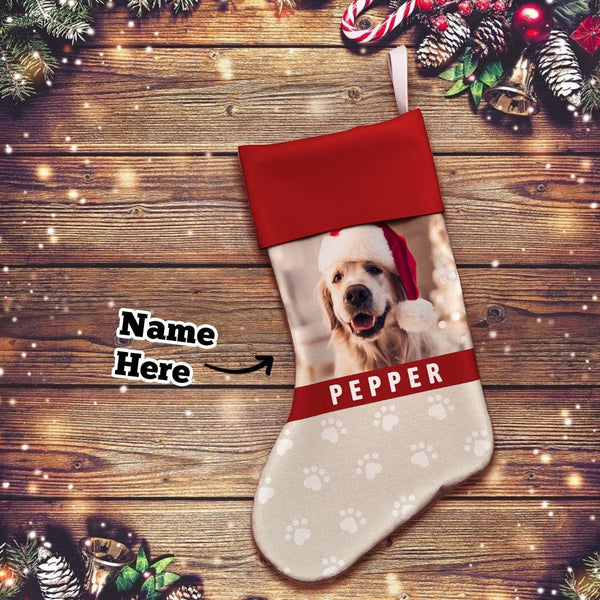 Custom Photo Engraved Christmas Stocking Socks Gifts for Pet Dog