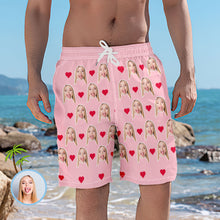 Men's Custom Heart Face Elastic Beach Short Photo Pants - MyFaceBoxerUK