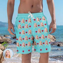 Men's Custom Heart Face Elastic Beach Short Photo Pants - MyFaceBoxerUK