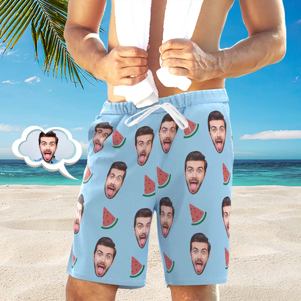 Personalized Face Photo Lounge Shorts Funny Gifts For Him Unique Gift With Drawstring - MyFaceBoxerUK