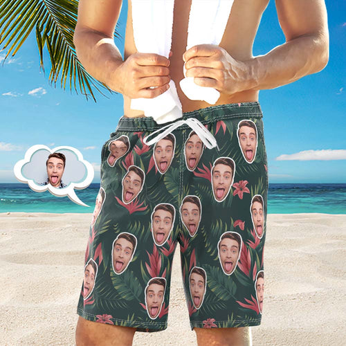 Personalized Face Photo Lounge Shorts Swim Trunks Funny Gifts For Him Unique Gift With Drawstring - MyFaceBoxerUK