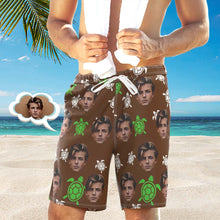 Men's Custom Face Shorts Custom Photo Beach Shorts Little Turtle Design - MyFaceBoxerUK
