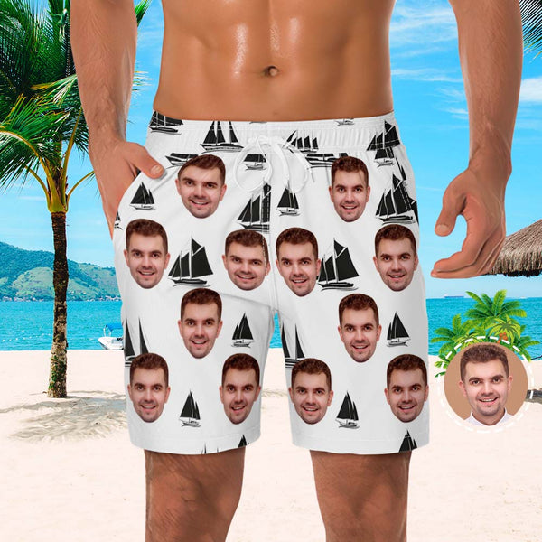 Custom Men's Beach Shorts Men's Face Shorts Yawl Design - MyFaceBoxerUK