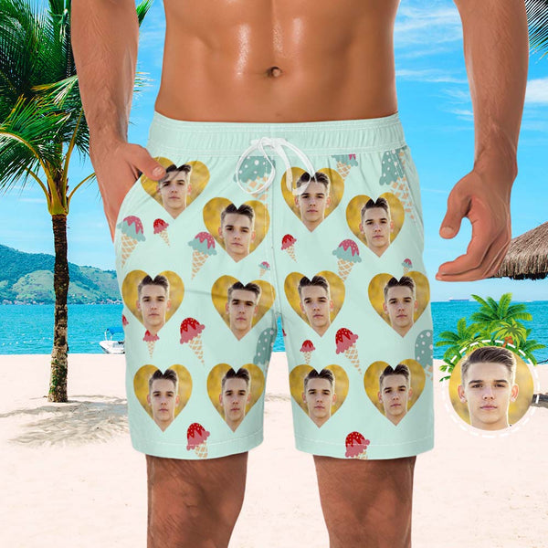 Men's Custom Photo Beach Shorts Custom Men's Shorts Ice Cream Design - MyFaceBoxerUK
