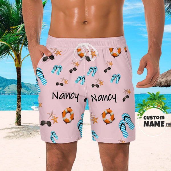 Custom Men's Shorts Custom Name Summer Beach Shorts - MyFaceBoxerUK