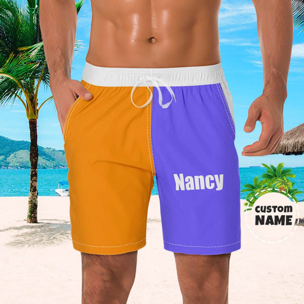 Custom Men's Beach Shorts Custom Name Swim Trunk-Contrast Color - MyFaceBoxerUK