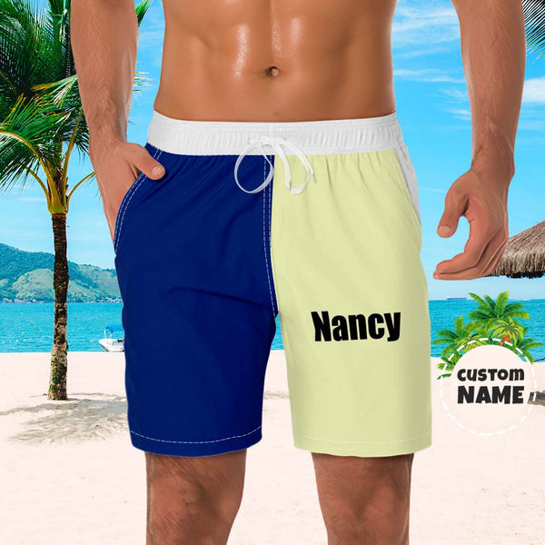 Custom Men's Beach Shorts Custom Name Swim Trunk-Contrast Color - MyFaceBoxerUK