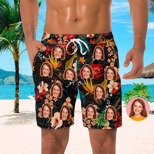 Men's Custom Face Beach Trunks All Over Print Photo Shorts Gift for Him - MyFaceBoxerUK