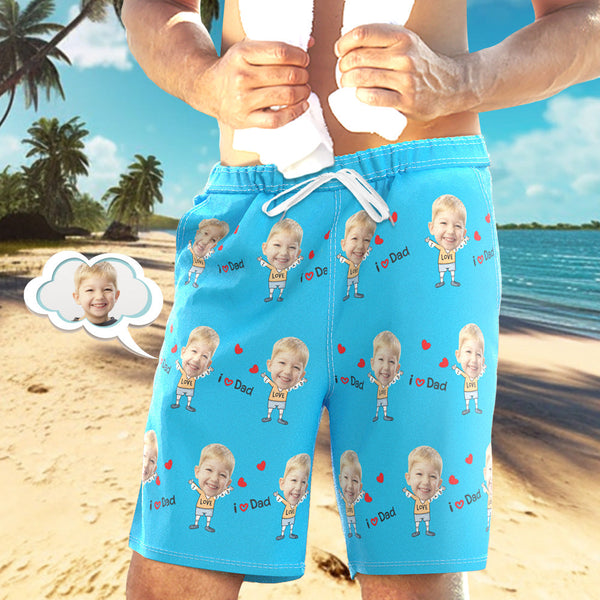 Custom Face Swim Trunks Personalized Beach Shorts Men's Casual Shorts Love Dad - MyFaceBoxerUK