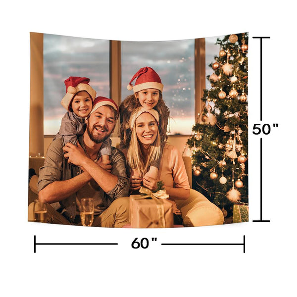 Christmas Gifts Custom Family Photo Tapestry Short Plush Wall Decor Hanging Painting