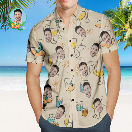 Custom Face Hawaiian Shirt Cocktail Party Personalized Shirt with Your Photo - MyFaceBoxerUK