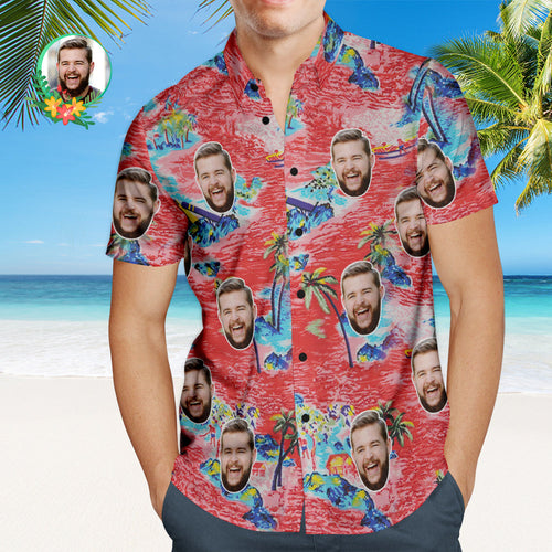 Custom Face Hawaiian Shirt Beautiful Scenery Personalized Shirt with Your Face - MyFaceBoxerUK