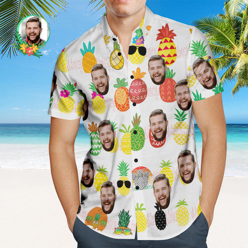 Custom Birthday Hawaiian Shirt Pineapple Party Personalized Face Shirt - MyFaceBoxerUK