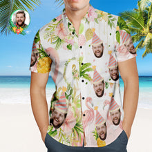 Custom Flamingo Birthday Party Hawaiian Shirt Personalized Face Shirt - MyFaceBoxerUK