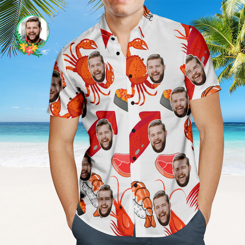 Custom Face Hawaiian Shirt Lobster Sushi Personalized Face Shirt - MyFaceBoxerUK