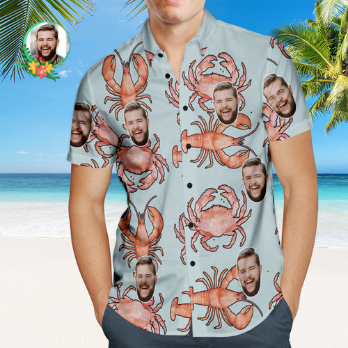 Custom Face Hawaiian Shirt Lobster and Edible Crab Personalized Face Shirt - MyFaceBoxerUK