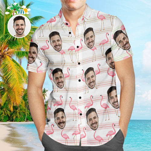 Custom Face Hawaiian Shirt Flamingo Paradise Personalized Aloha Beach Shirt For Men - MyFaceBoxerUK