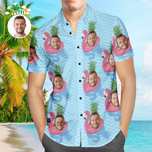Custom Face Hawaiian Shirt Cool Flamingo Personalized Aloha Beach Shirt For Men - MyFaceBoxerUK