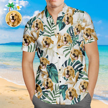 Custom Face Hawaiian Shirt White Flowers Personalized Aloha Beach Shirt for Pet Lover - MyFaceBoxerUK
