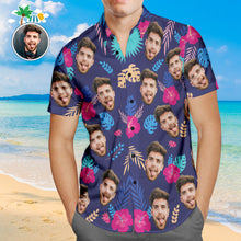 Custom Face Hawaiian Shirt Colorful Leaves Personalized Aloha Beach Shirt For Men - MyFaceBoxerUK
