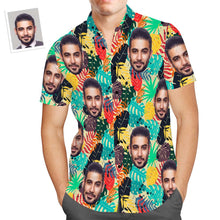 Custom Face Men's All Over Print Aloha Hawaiian Shirt Colorful Leaves - MyFaceBoxerUK