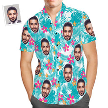 Custom Face Men's All Over Print Aloha Hawaiian Shirt Cute Flowers and Leaves - MyFaceBoxerUK